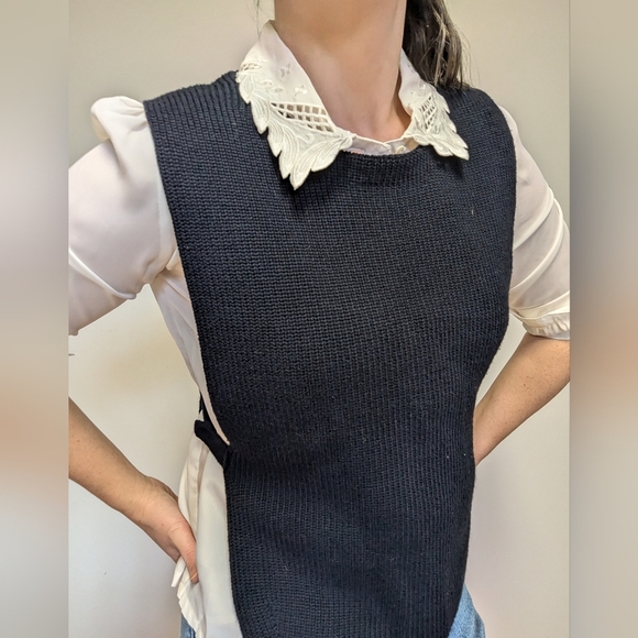 Gerard Darrel Navy Layering Vest Wool/Cotton Blend Size XS/S - Picture 3 of 13